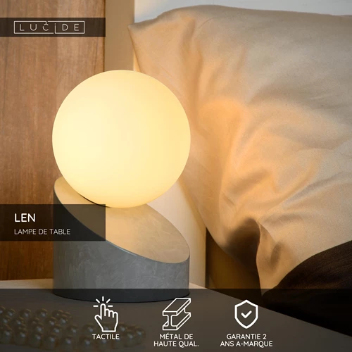 Lucide LEN - Lampe de table - Ø 10 cm - 1xG9 - Gris - USP